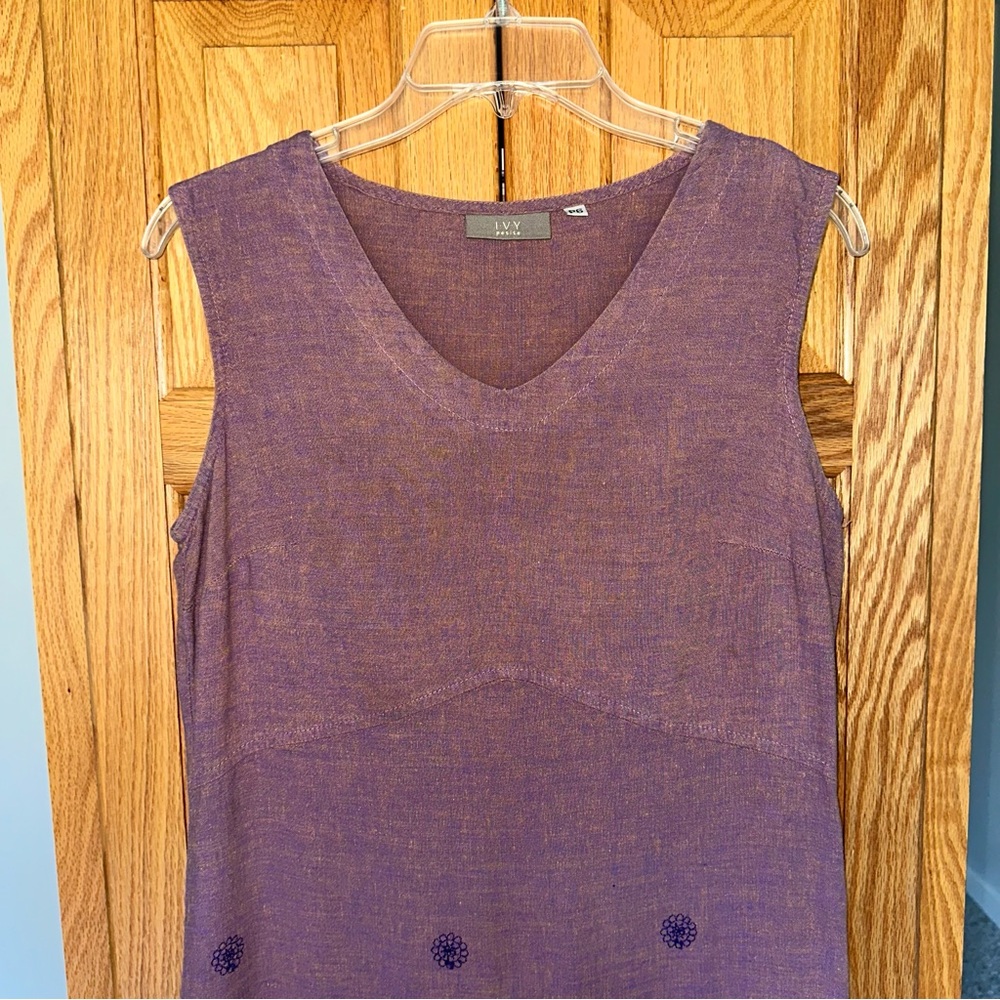 I.V.Y petite P6 Elegant Purple Sleeveless Dress with embroidery empire waist - Picture 3 of 9